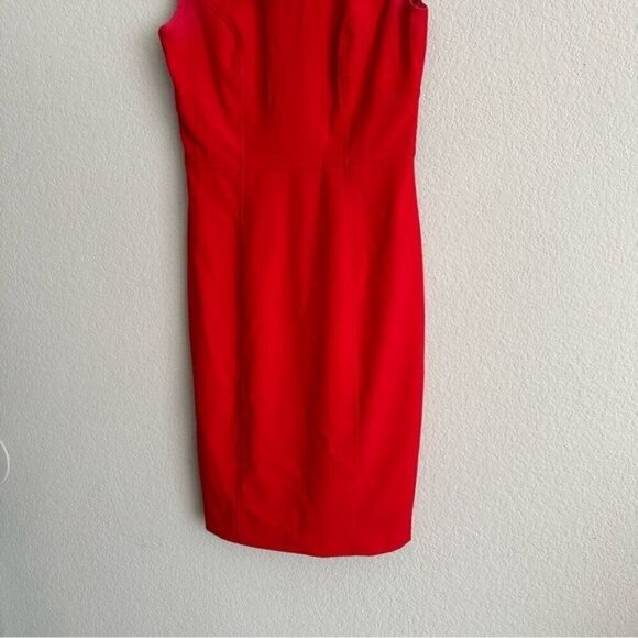 Calvin Klein Sheath Dress Womens Size 2 Red Rosette Accent Sleeveless Lined - Picture 5 of 12